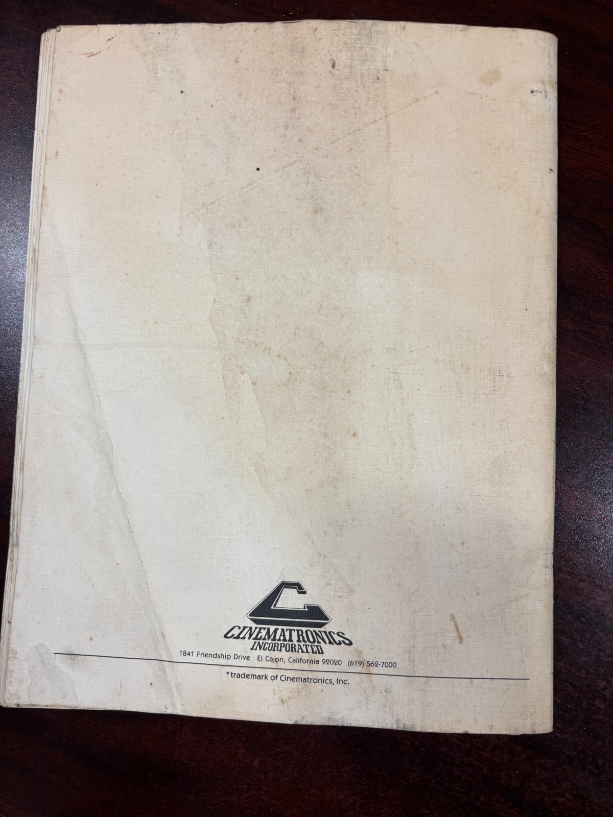ORIGINAL-CINEMATRONICS-CINEMAT SYSTEM-SERVICE MANUAL