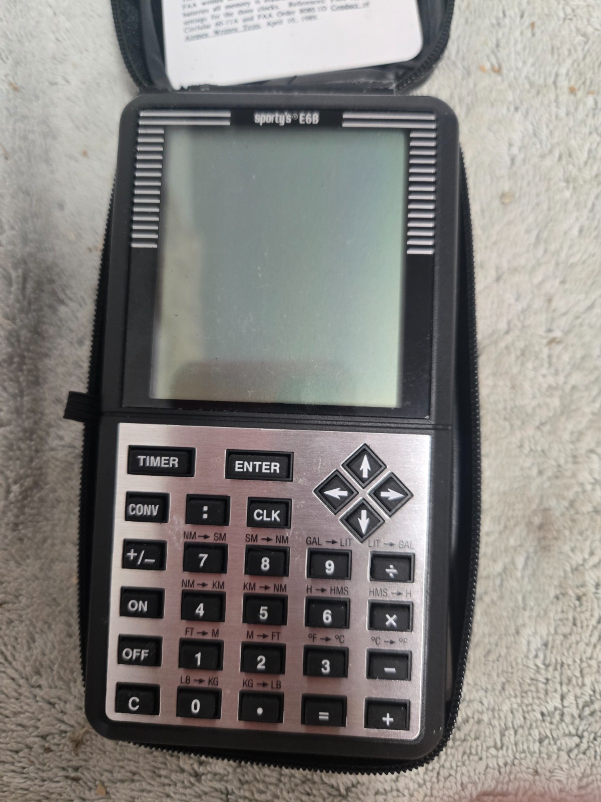 vintage sporty's E6B electronic flight computer, parts only, case & instructions