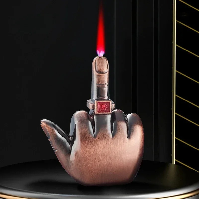 Funny Middle Finger Torch Lighter Windproof Refillable Butane Novelty Gift Men🔥