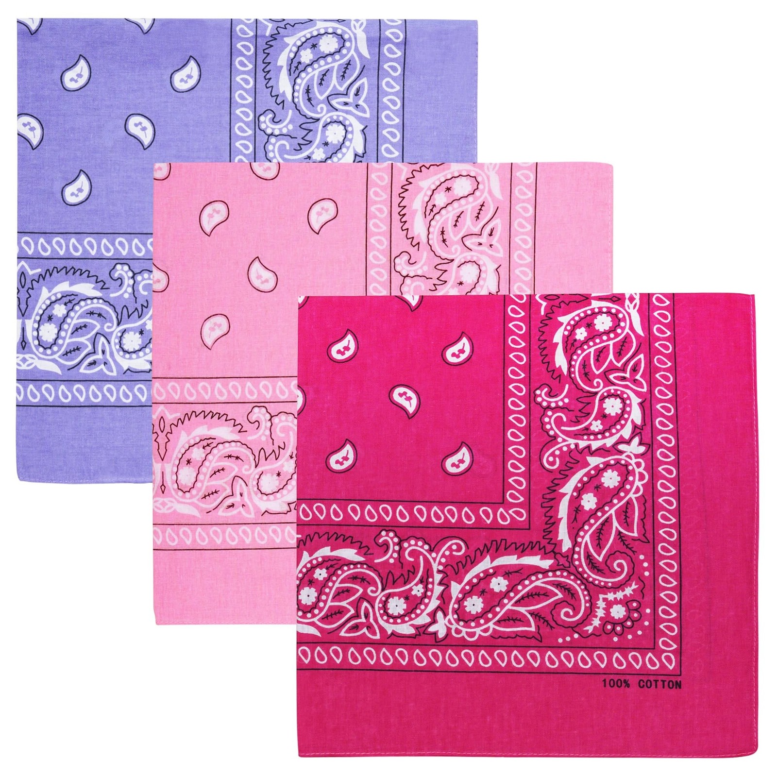 Raylarnia 100% Cotton Large Bandanas for Men and Women, 22 Inch Paisley Banda...