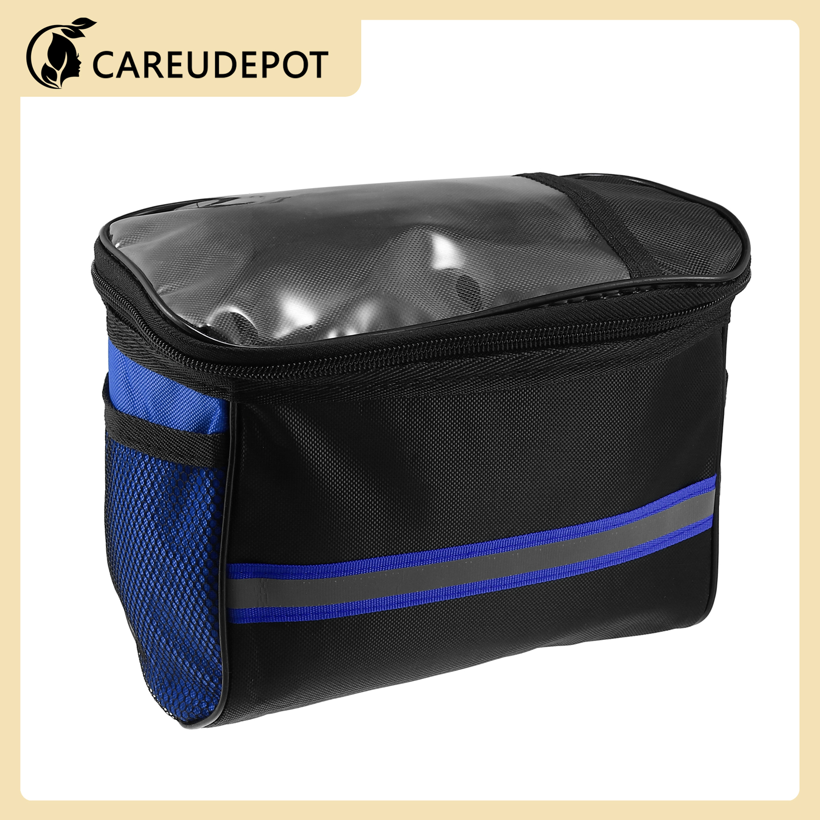 Bike Handlebar Bag with Phone Holder Polyester Storage Bag Blue Item of 1