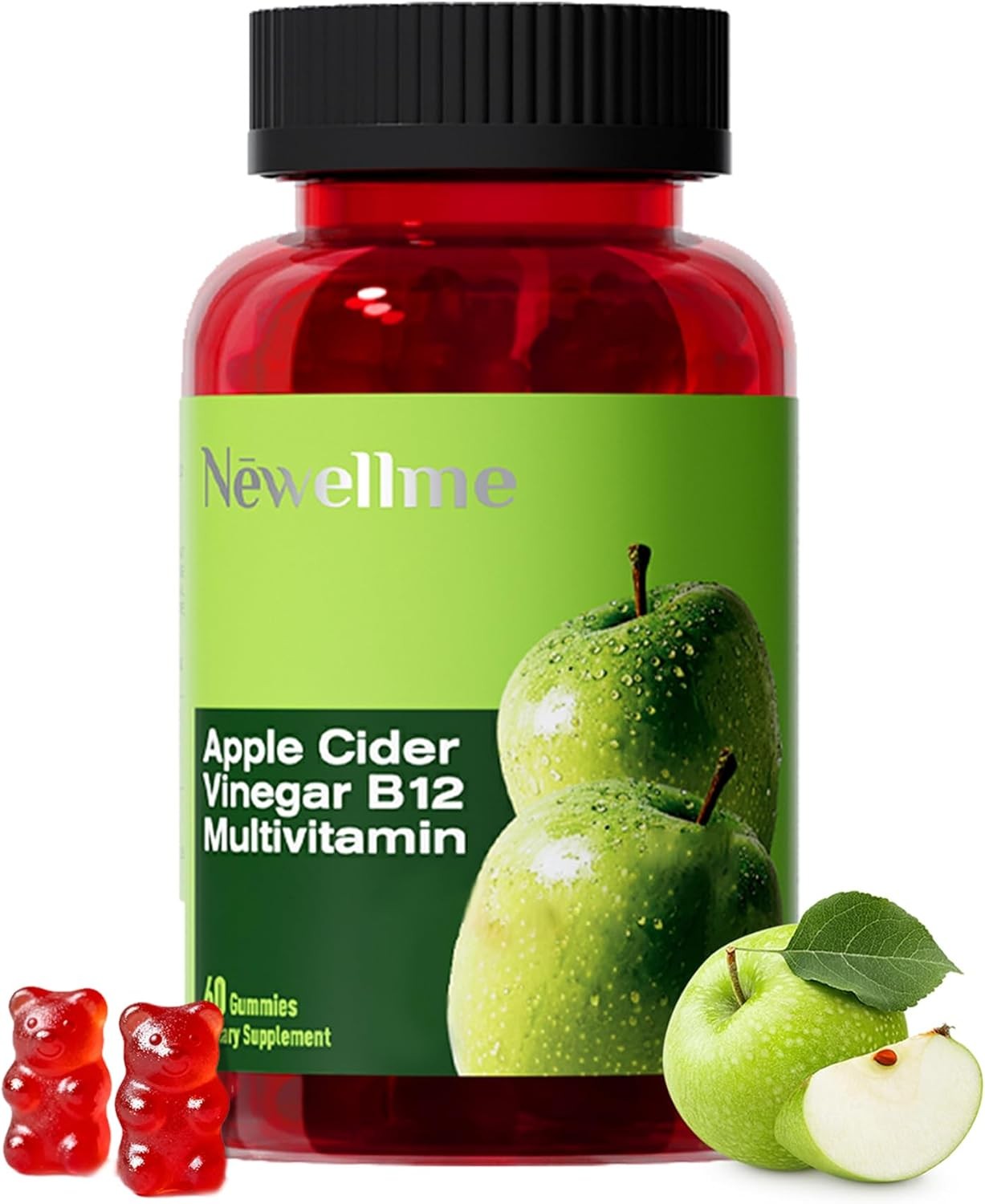 NEWELLME ACV Gummies with the Mother&B12–Sugar-Free, Great-Tasting Vegan Gummies