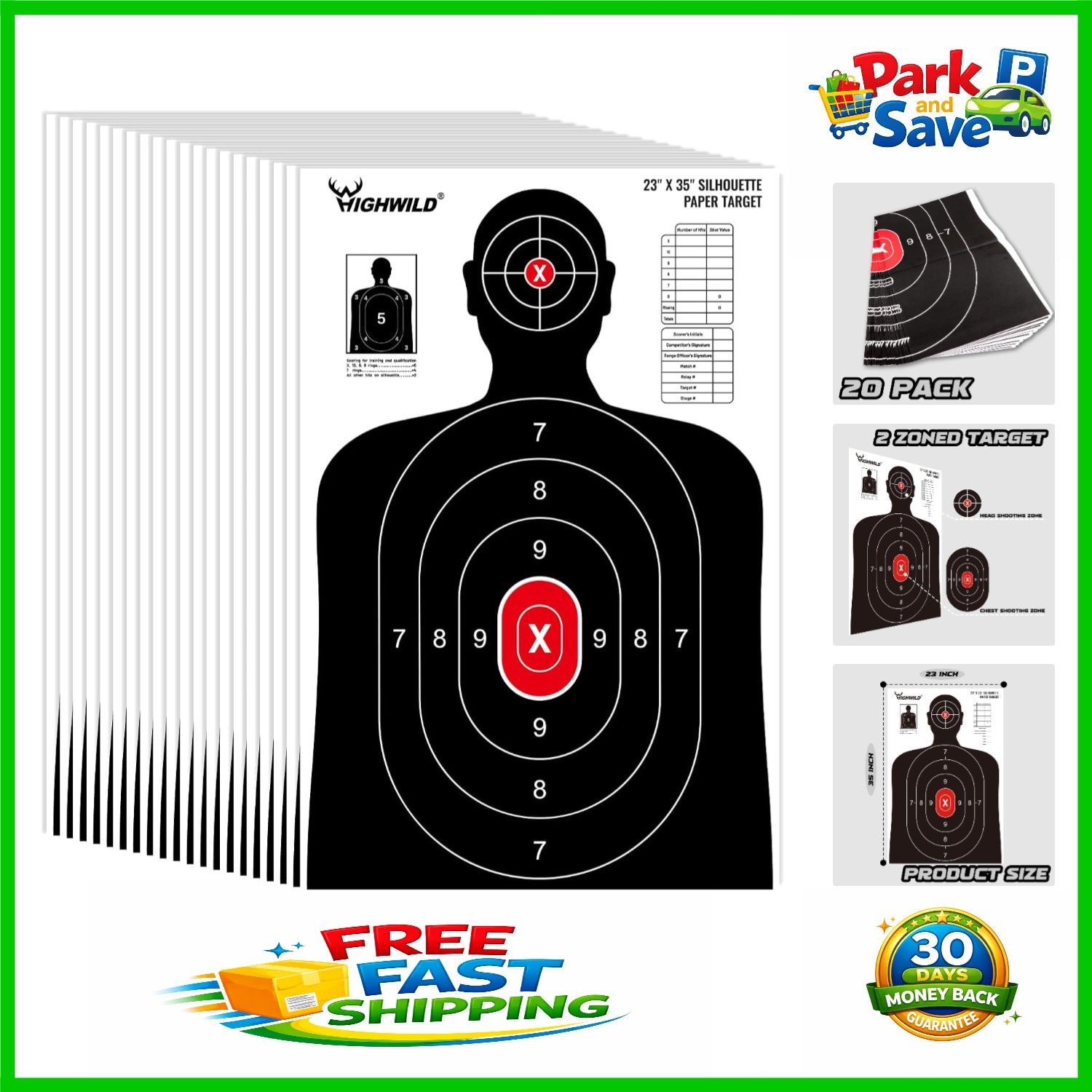 Versatile 23X35" Shooting Range Silhouette Paper Targets - 20 Pack for Accuracy
