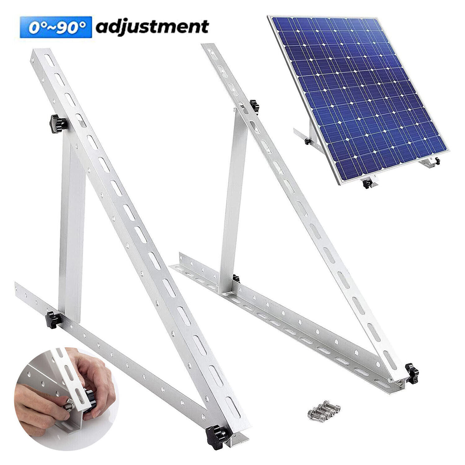 1 Pair Adjustable Solar Panel RV Tilt Mounting Rack Bracket Rooftop Flat Surface