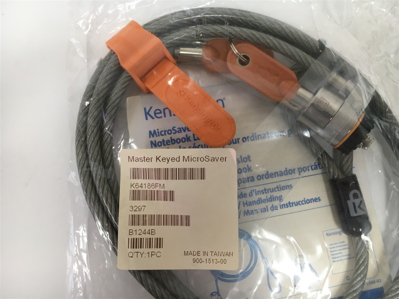 Kensington K64186FM MicroSaver Notebook Master Keyed Lock Security Cable - NEW