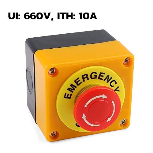mxuteuk 22mm 2NC Red Mushroom Emergency Stop Push Button Switch Estop AC 660V