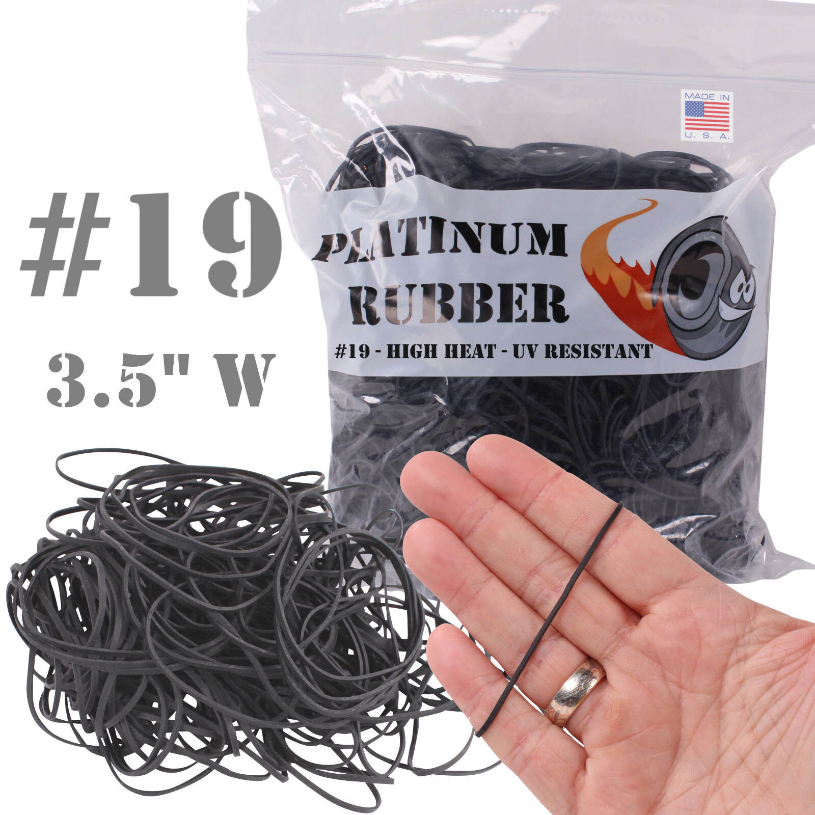 1LB Black UV #19 Rubber Bands USA Bulk Lot Large Angler Fishing Lure 3.5" 1/16