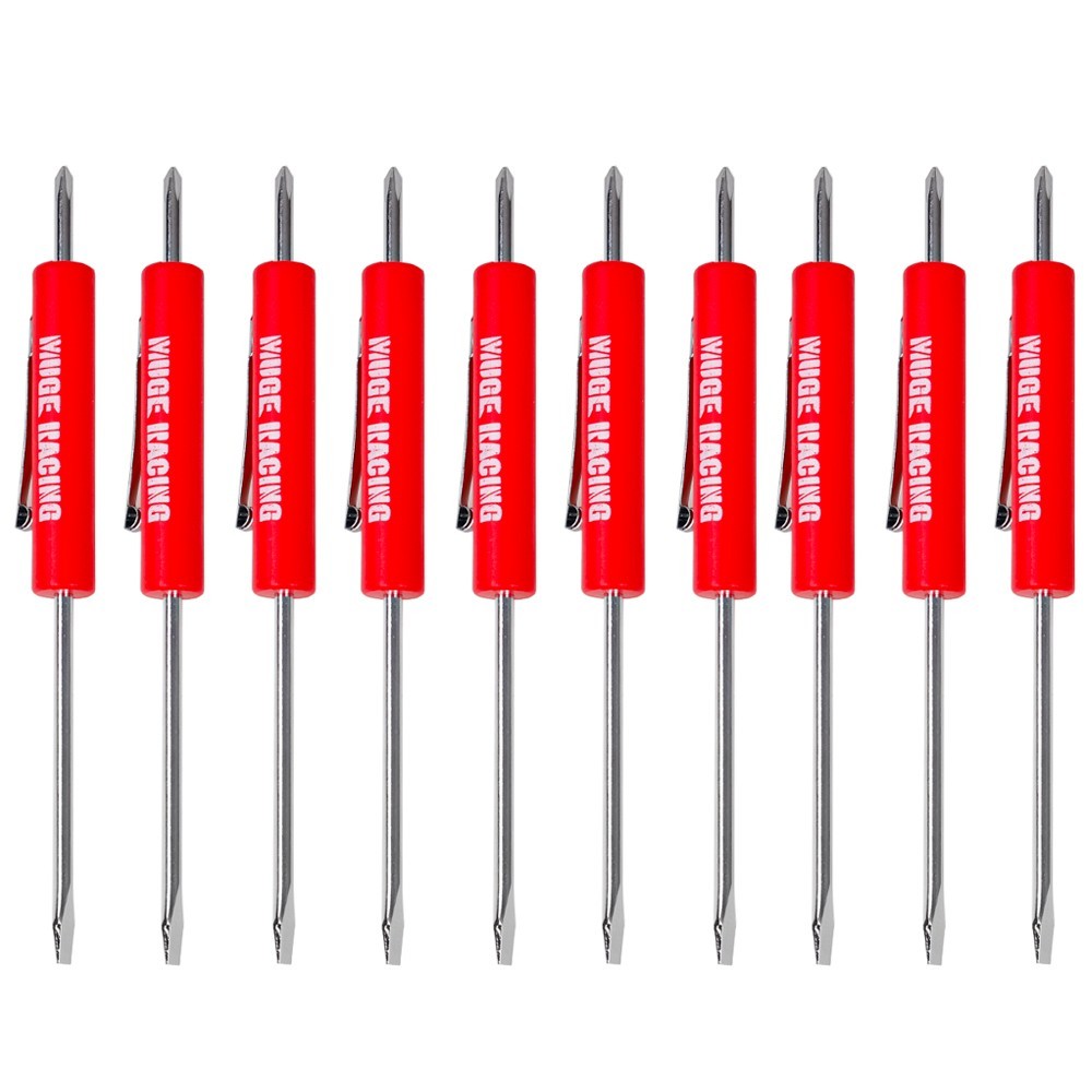 10x RED Mini Pocket Screwdriver Phillips & Flat Head Tip w/Magnet and Clip
