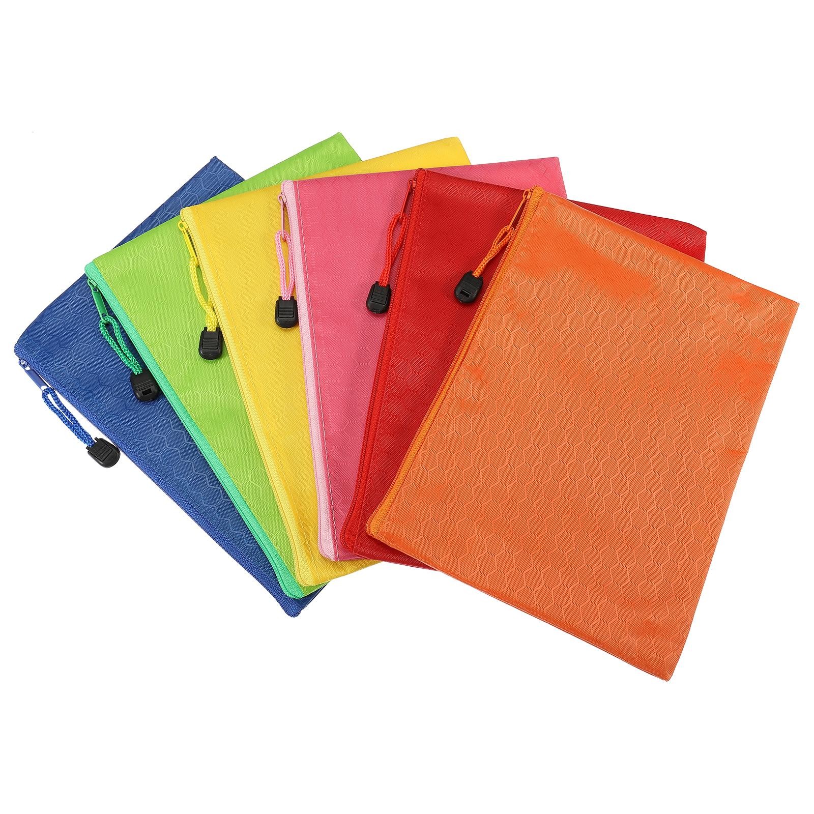 6 Pcs Waterproof Zipper Bags, A5 Cosmetic Pocket Storage Accessory, Multicolor