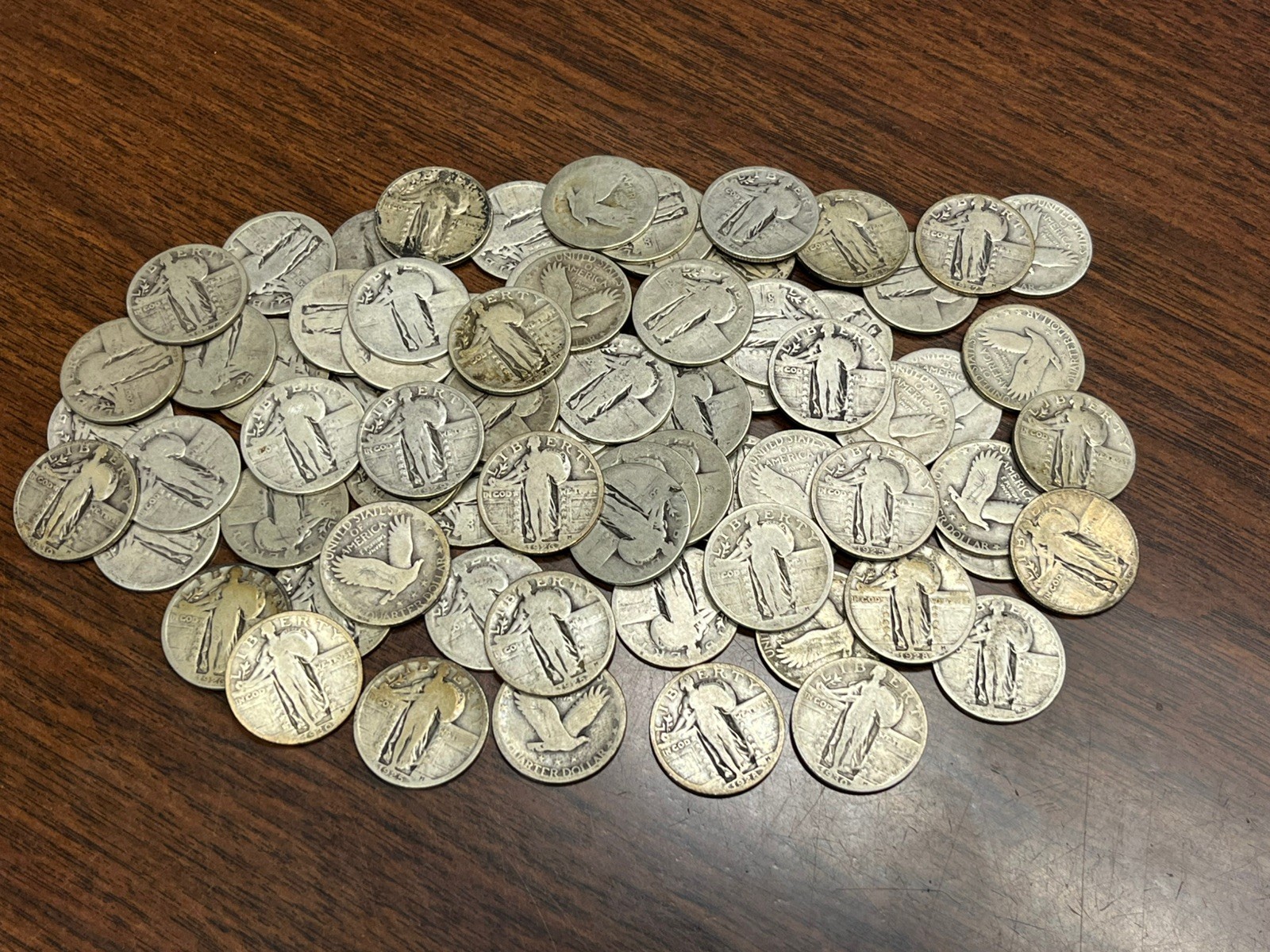 Lot of 5 coins Standing Liberty Silver Quarter 90% SILVER unsearched Walking