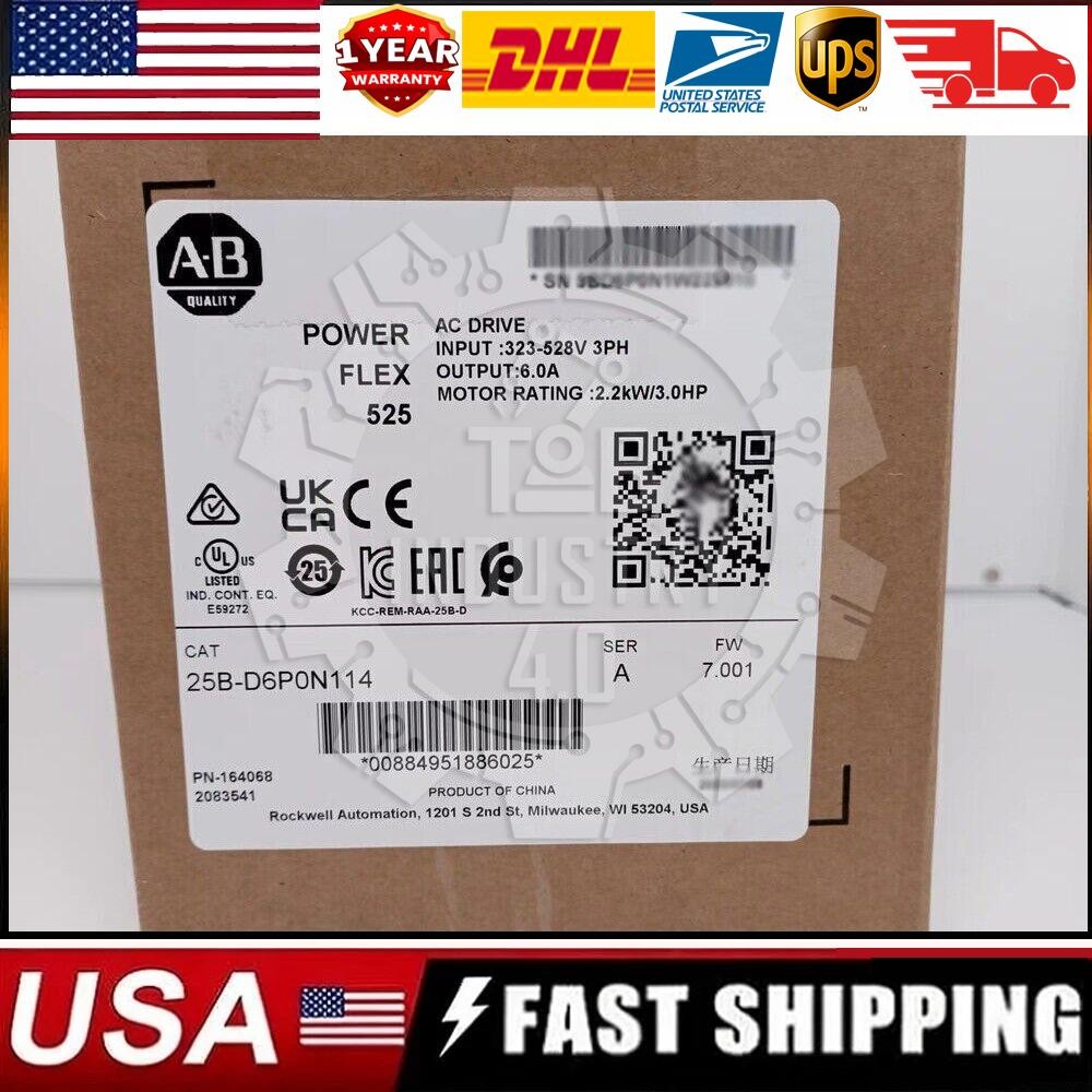 New Factory Sealed AB25B-D6P0N114 PowerFlex 525 AC Drive 25BD6P0N114 USA！