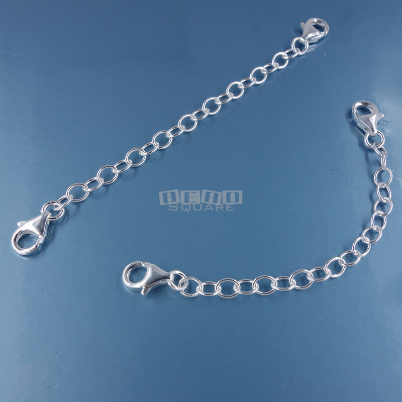 2 Sterling Silver Lobster Claw Clasps Safety Chain, Connector, Extender 3 inches