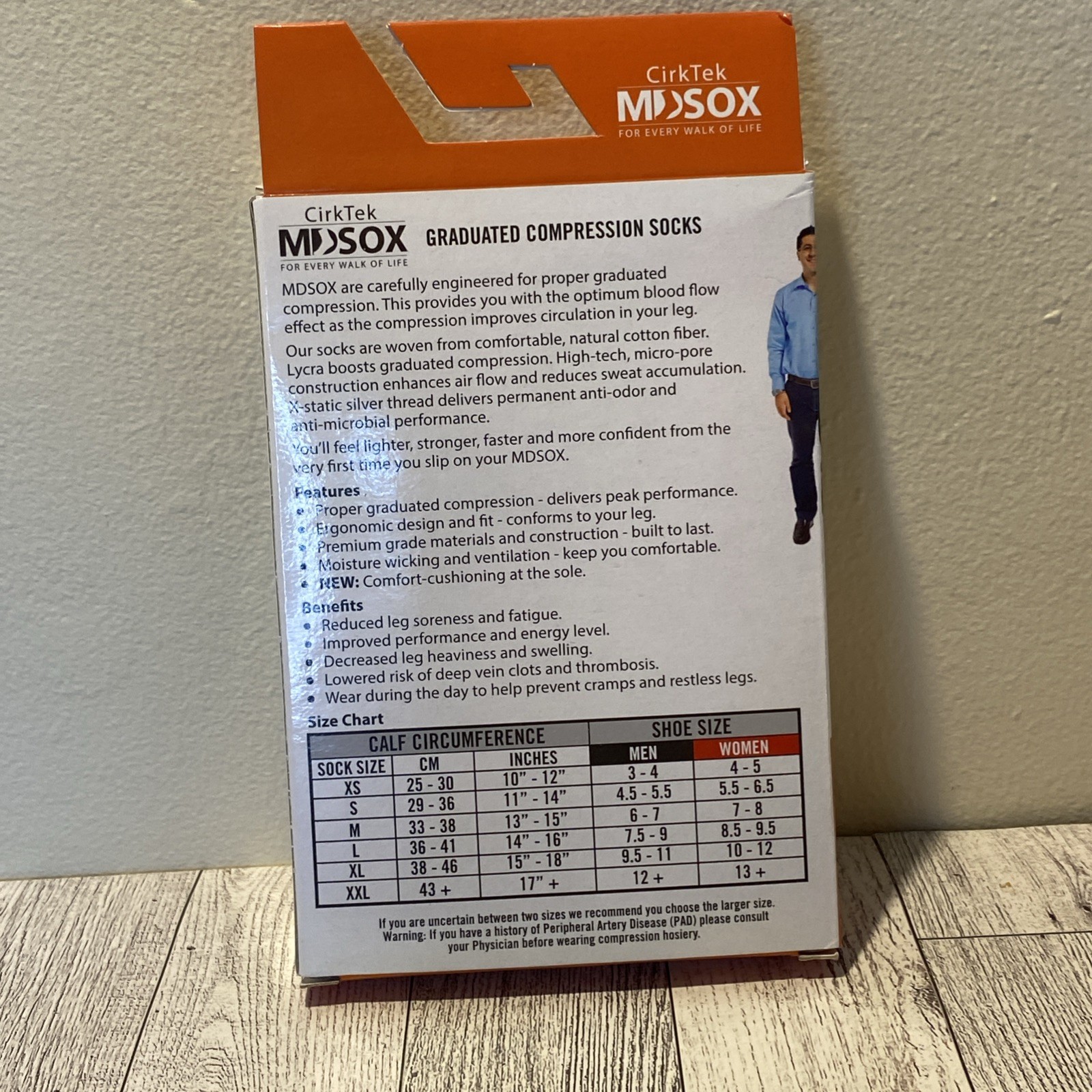 CirkTek MDSOX 20-30 mmHG Graduated Compression Socks Large White