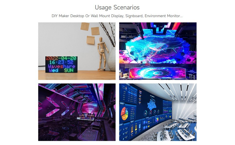 RGB Full-Color LED Matrix Panel 2.5mm Pitch 64x32 Pixels Waveshare