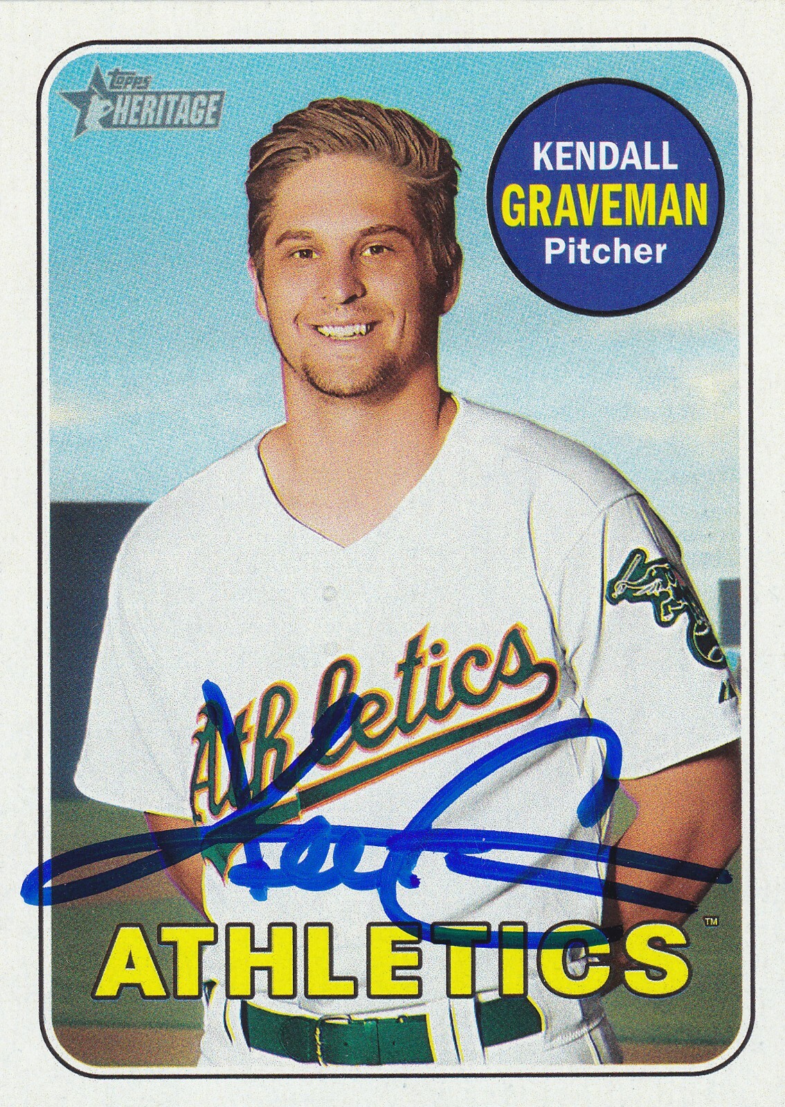KENDALL GRAVEMAN OAKLAND A'S SIGNED CARD ASTROS MARINERS WHITE SOX BLUE JAYS