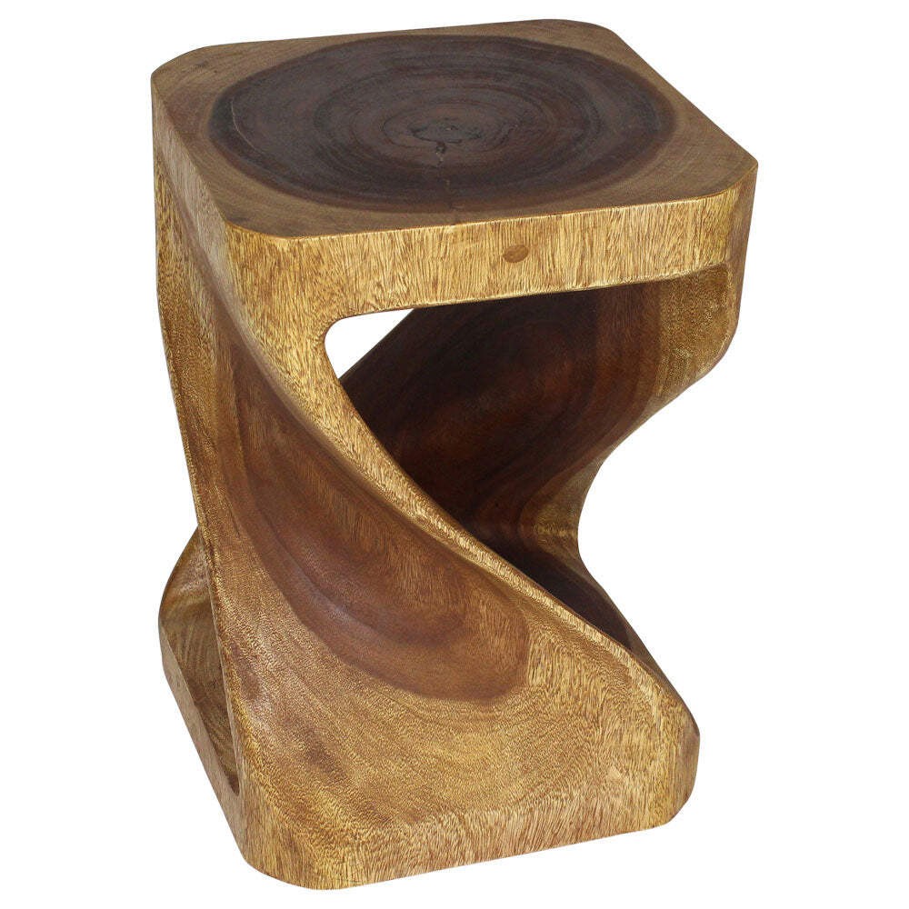 Haussmann Original Wood Twist End Table 14x14x20 in Height Walnut Oil