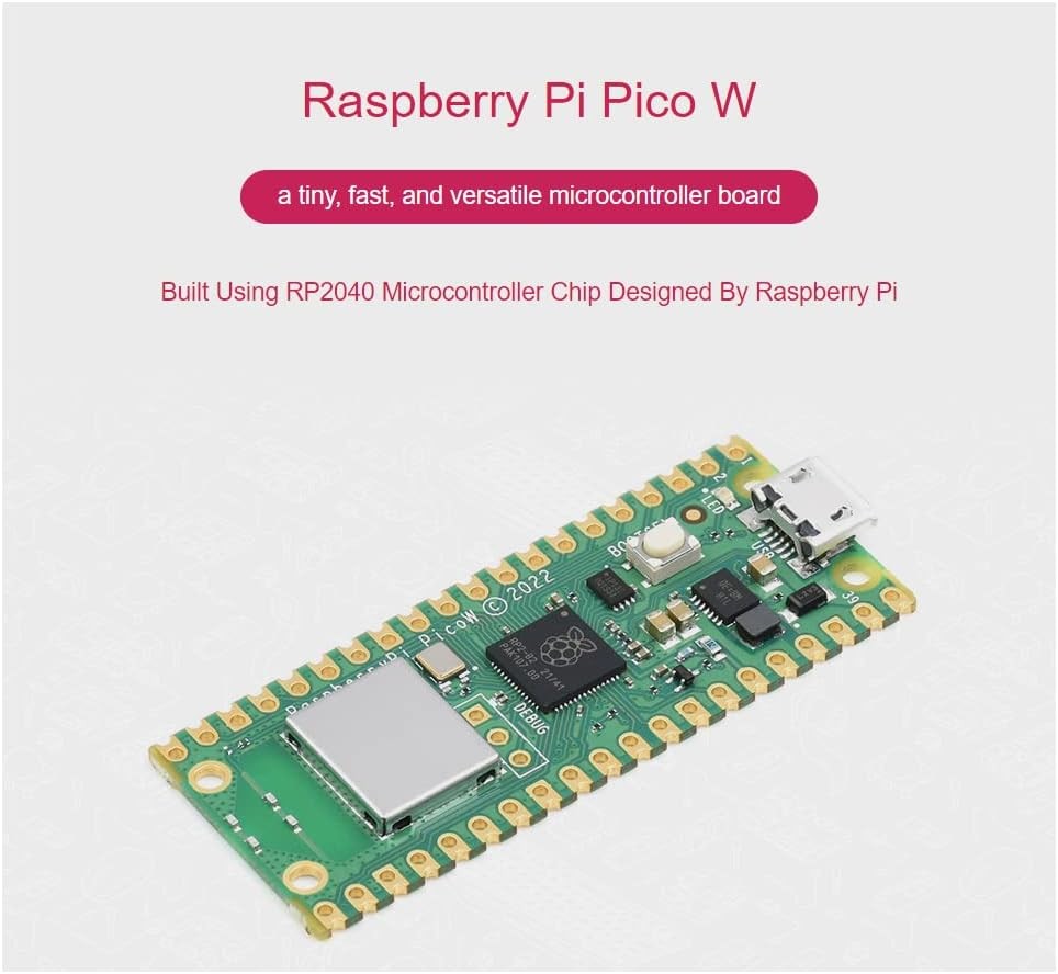 Raspberry Pi Pico W Microcontroller Board Kit, WiFi 4 Dual Band 2.4 5 GHz