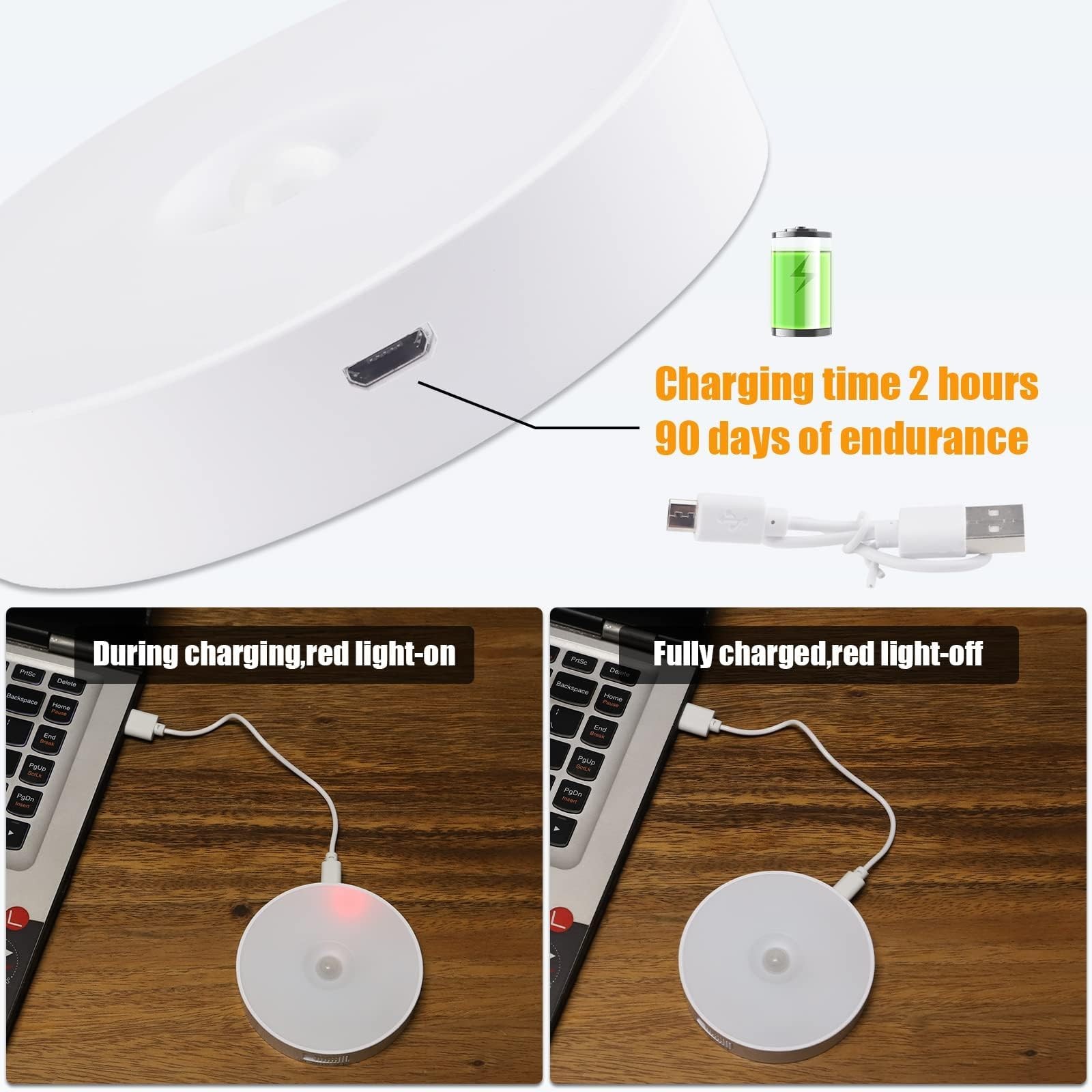 Upgraded Motion Sensor Light, 8 LEDs, 3 Pack Rechargeable, 120 Detection, 3 M...
