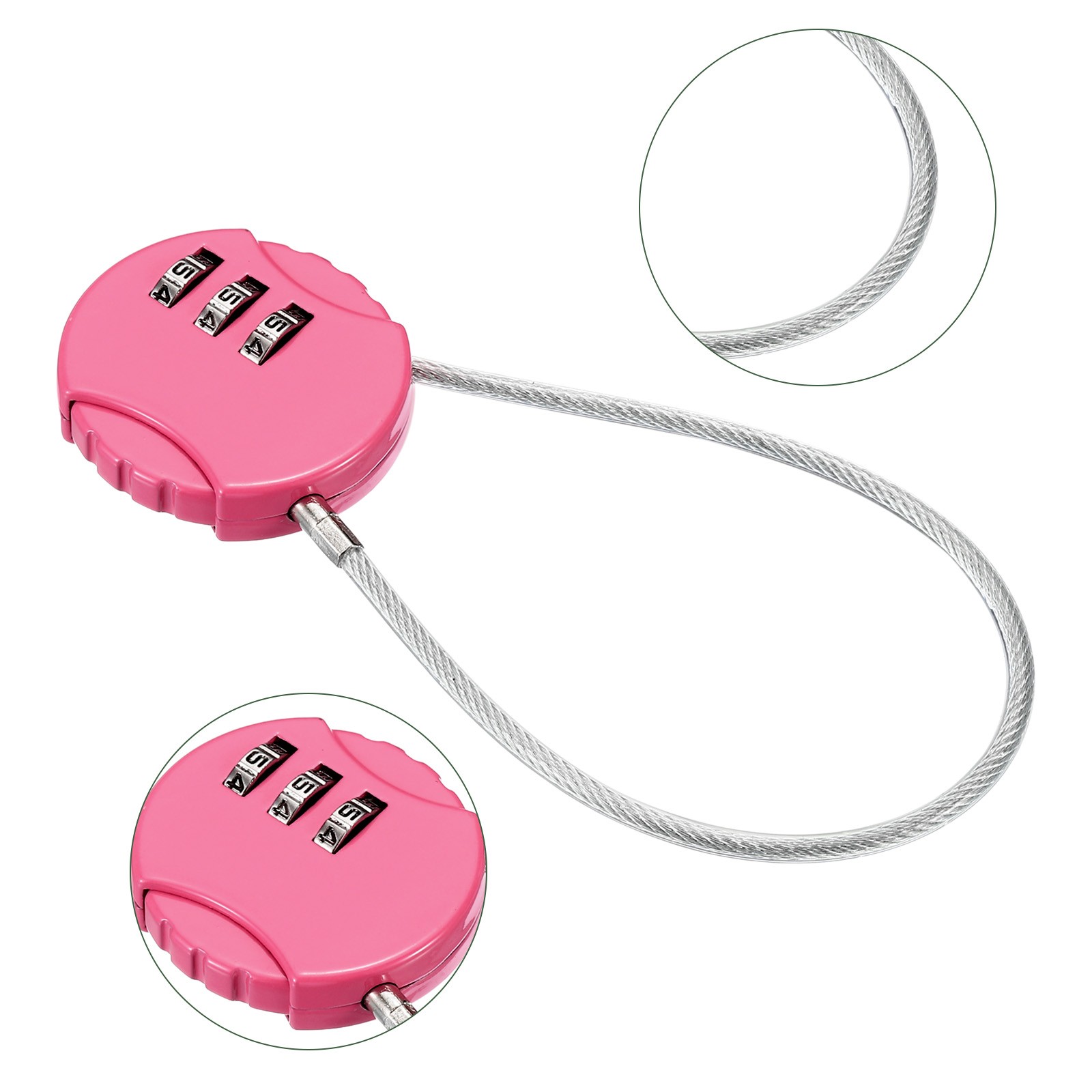 Small Combination Locks 3 Digit Baggage Padlocks Pink 7.8-Inch