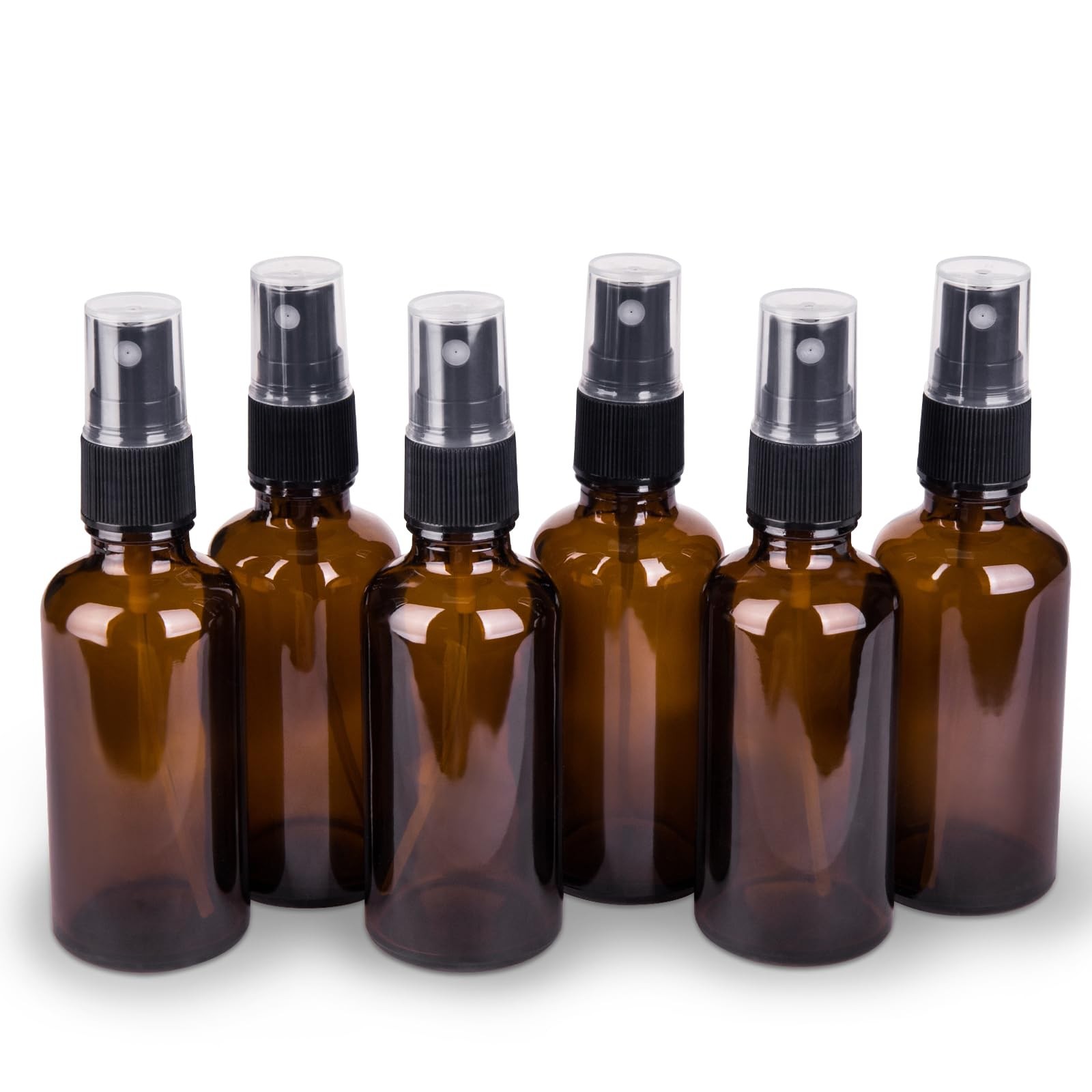 Amber Glass Spray Bottles 2oz 6 Pack for Essential Oils - Fine Mist Travel Use