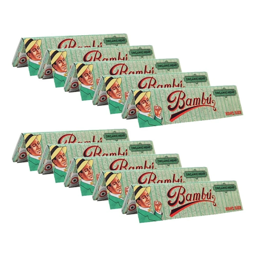 Bambu Organic Hemp King Size Rolling Papers, 10 Booklets