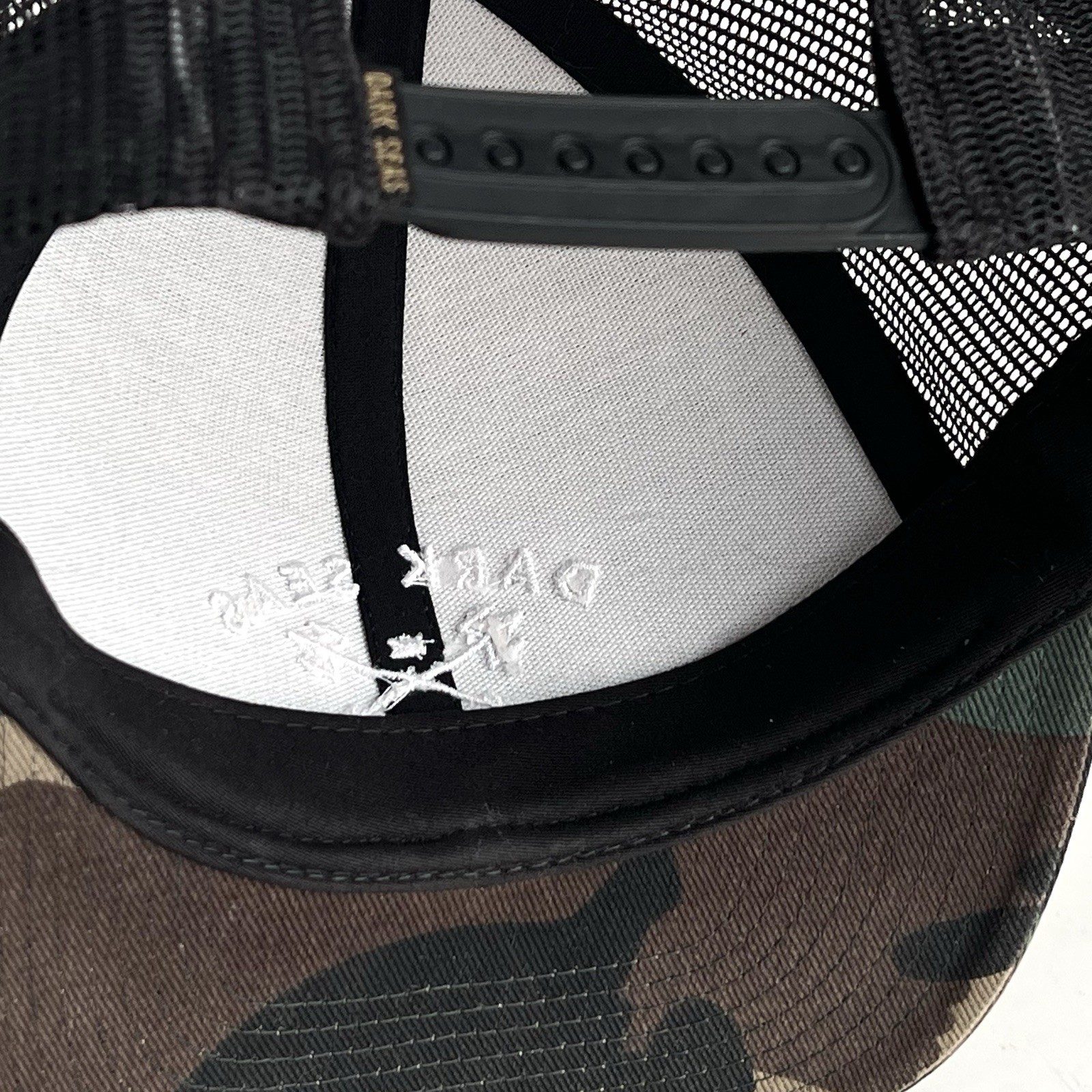 Dark Seas Hat Camo Pattern Greens Brown Snap Back Trucker One Size