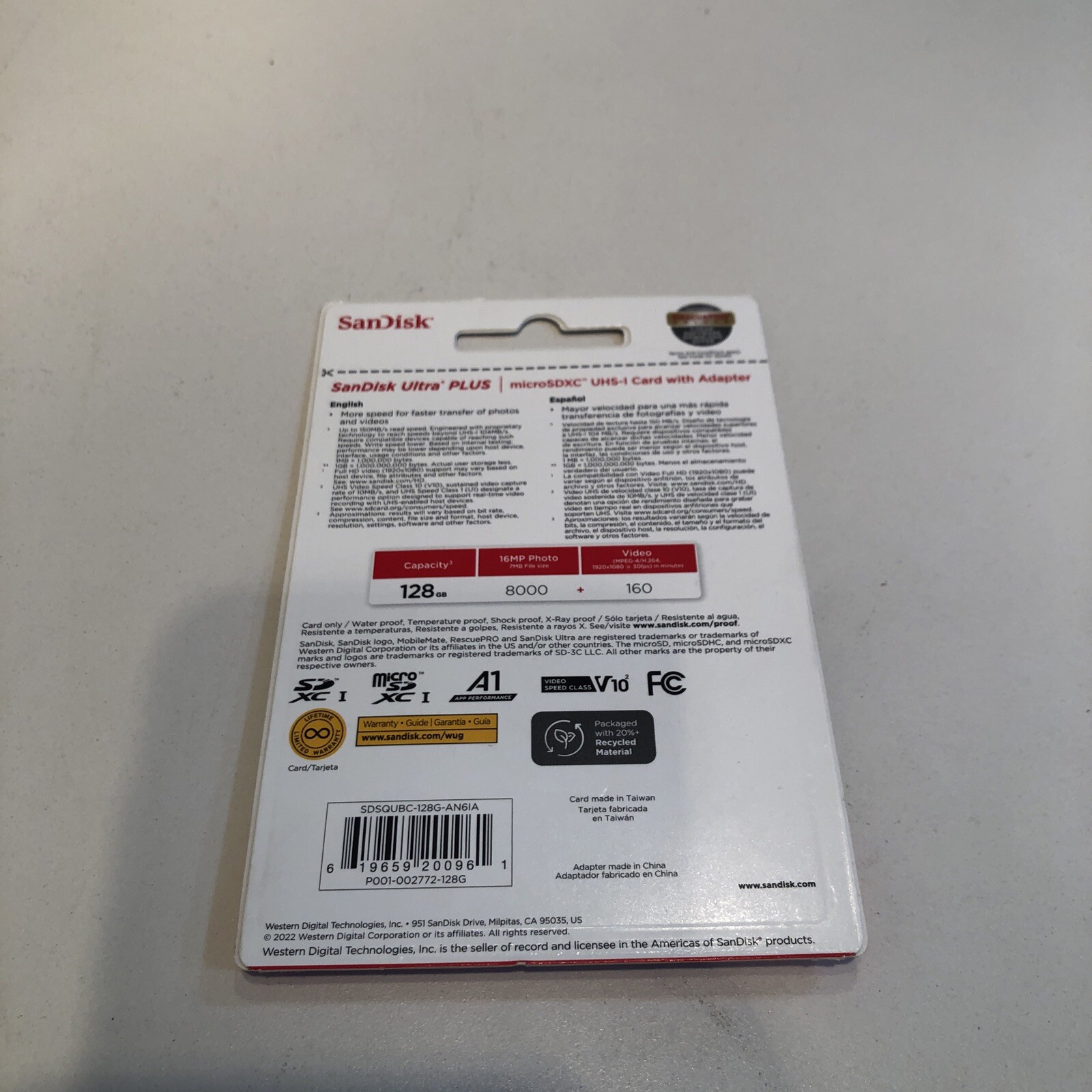 SanDisk Ultra PLUS 128GB MicroSDXC Card With Adapter