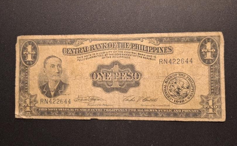 1949 Philippines 1 Peso English Series P-133gr-Nice Circ Collector Note-c6503xcn