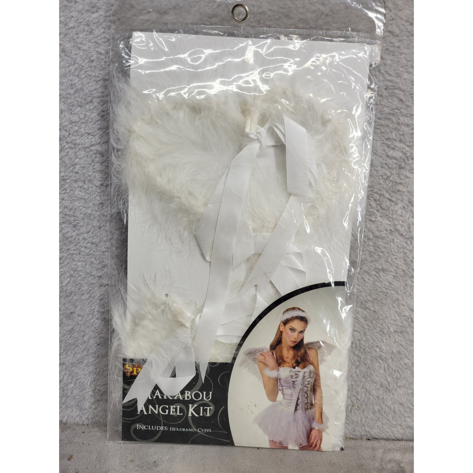 Spirit Halloween Marabou Angel Kit Costume Accessory Headband Cuffs White