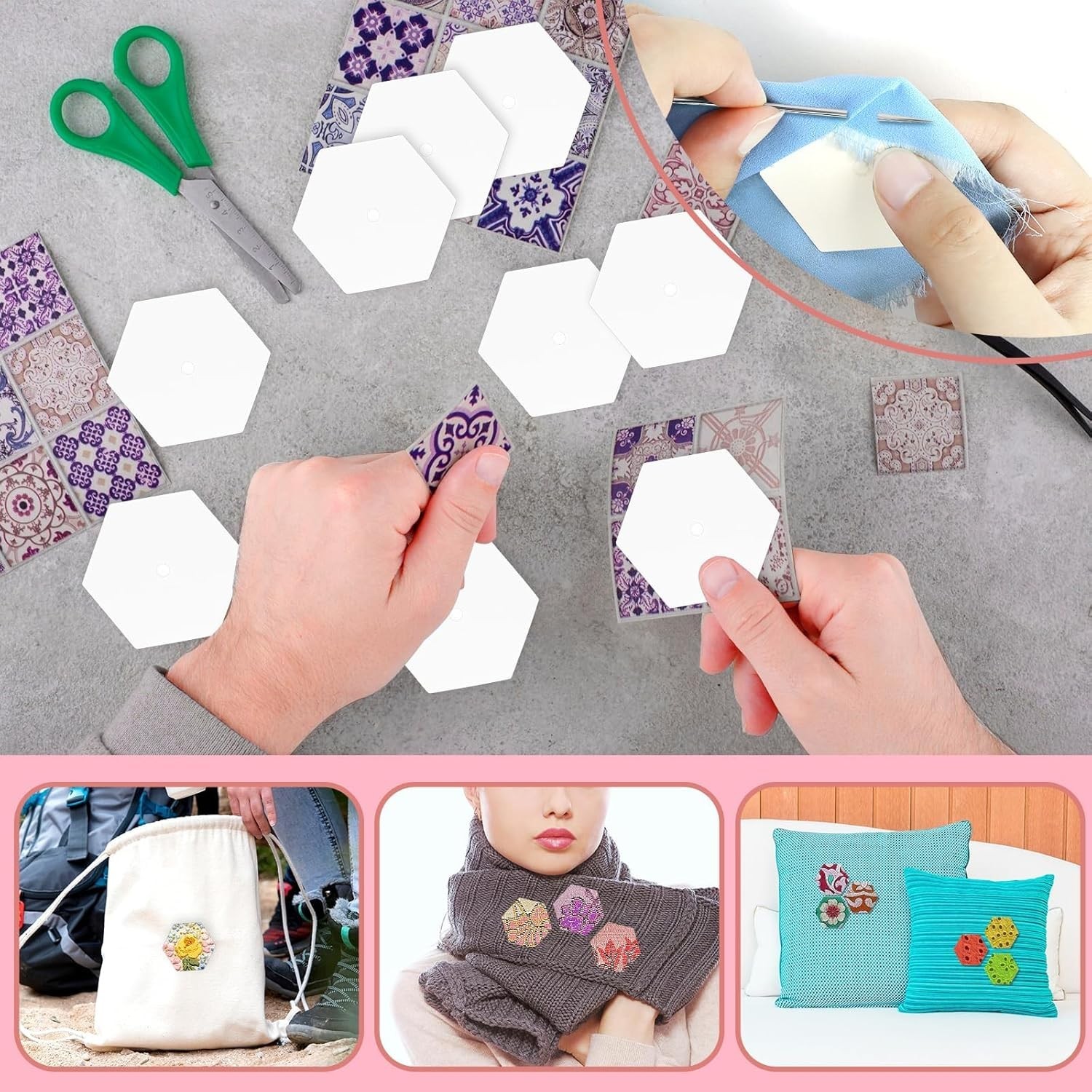 500 PCS Paper Piecing 1", Hexagon Quilting Templates for DIY Patchwork Crafts...