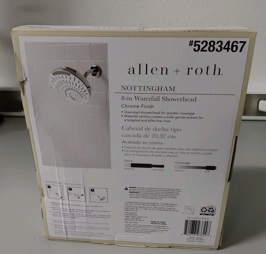 Allen + Roth Nottingham Chrome 8in Waterfall Round Showerhead