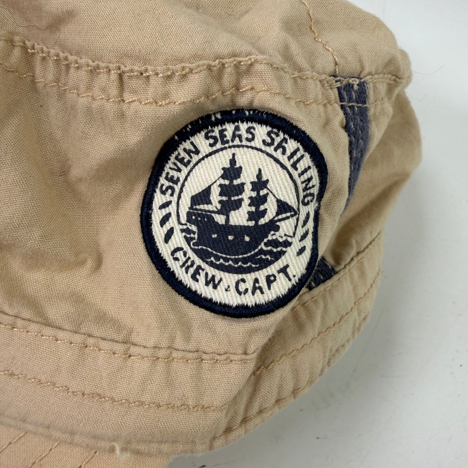 PLACE Boys Tan Hat 12-18M Cotton Sailing Ship Cadet Cap Nautical