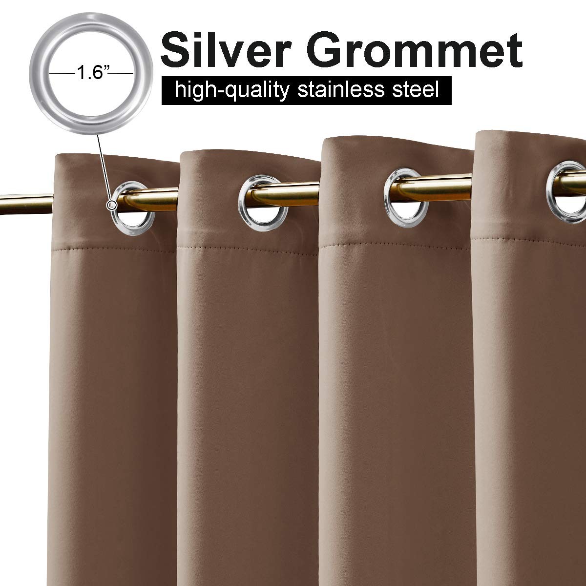 NICETOWN 2 Panels Blackout Curtains with Rustproof Grommets, Weighted, 52x108"