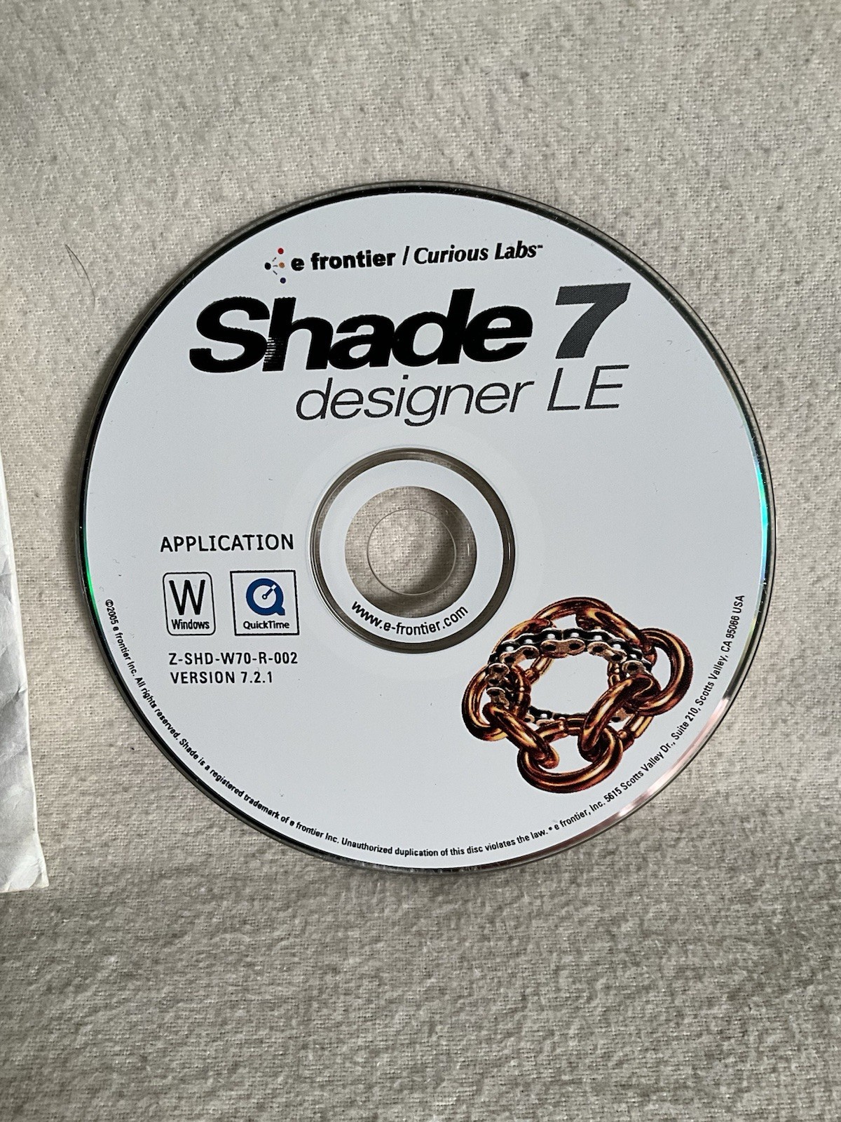 RARE Shade 7 Designer LE Application CD-Rom By e frontier / Curious Labs w/ Case