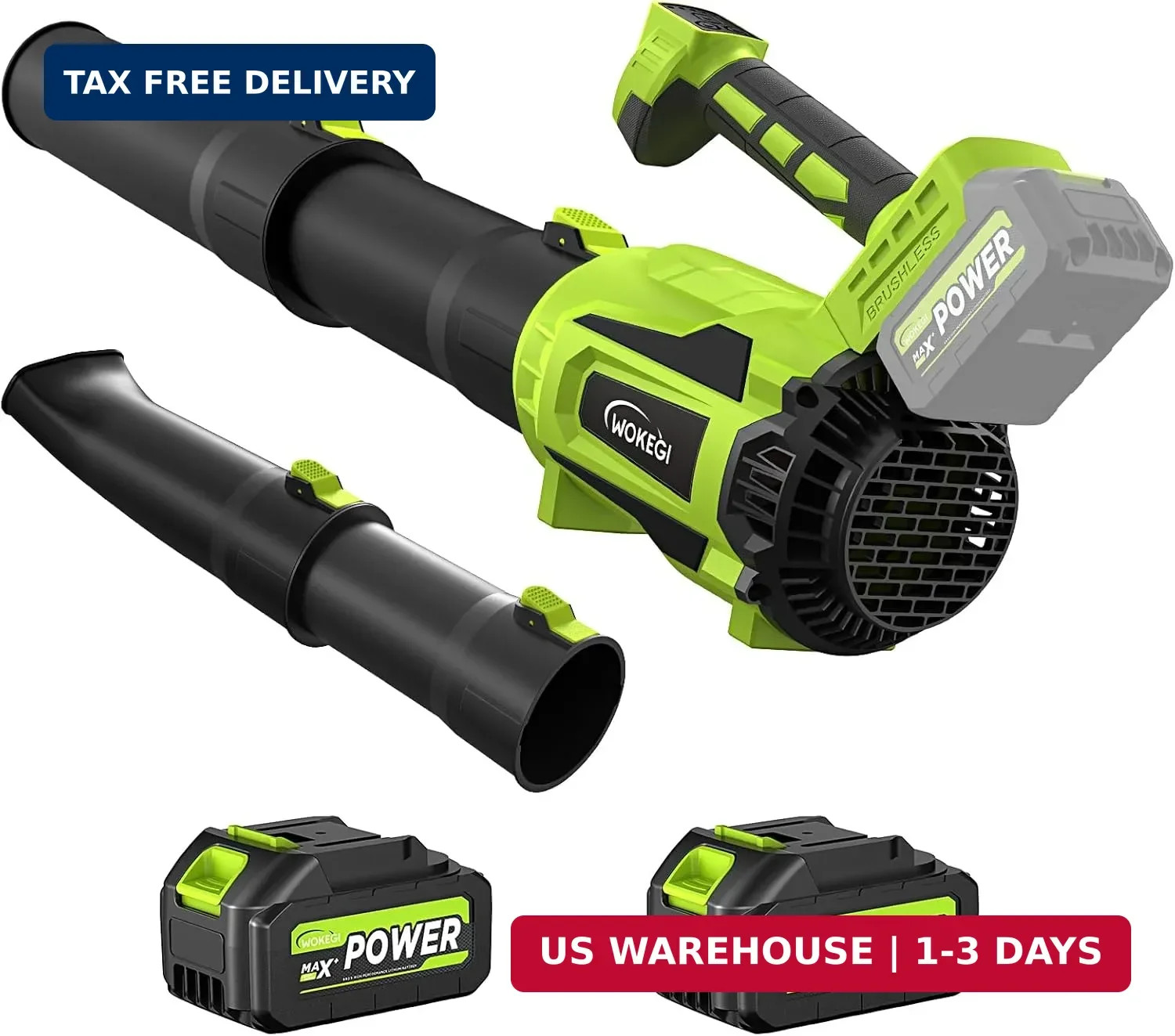 Cordless Leaf Blower with 2 Batteries, 580CFM Brushless Motor for Easy Lawn Care