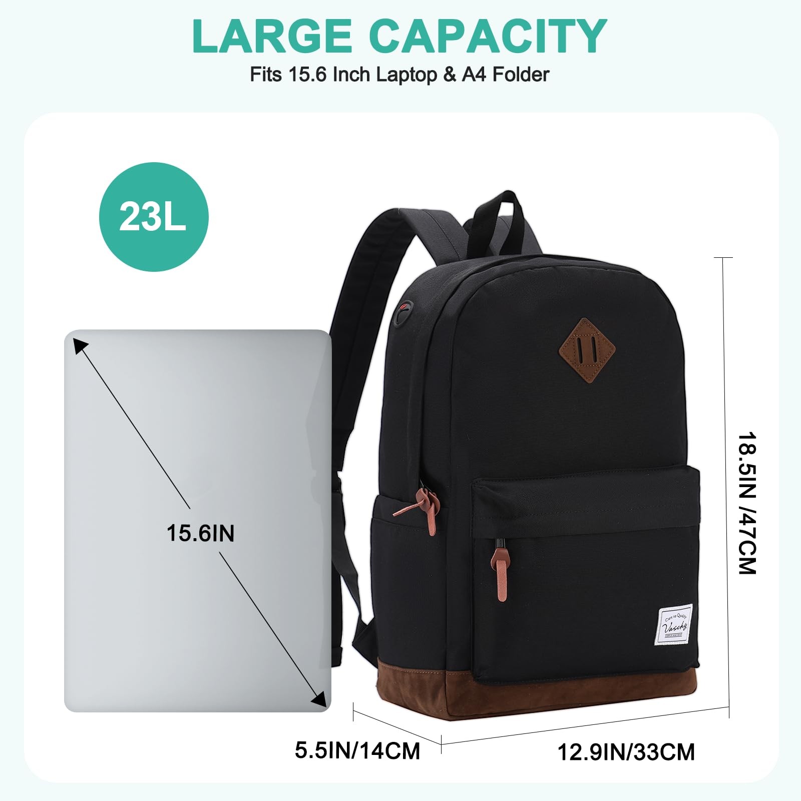 Water-Resistant Unisex Classic Backpack for College, School, and Laptops