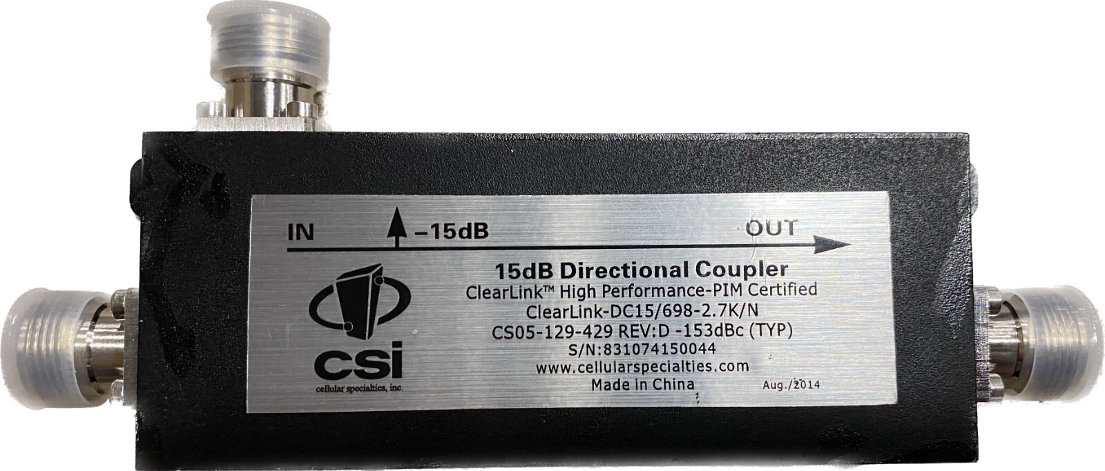 15dB directional coupler N type N Female Clearlink-DC15/698-2.7K/N 698-2700 NHz