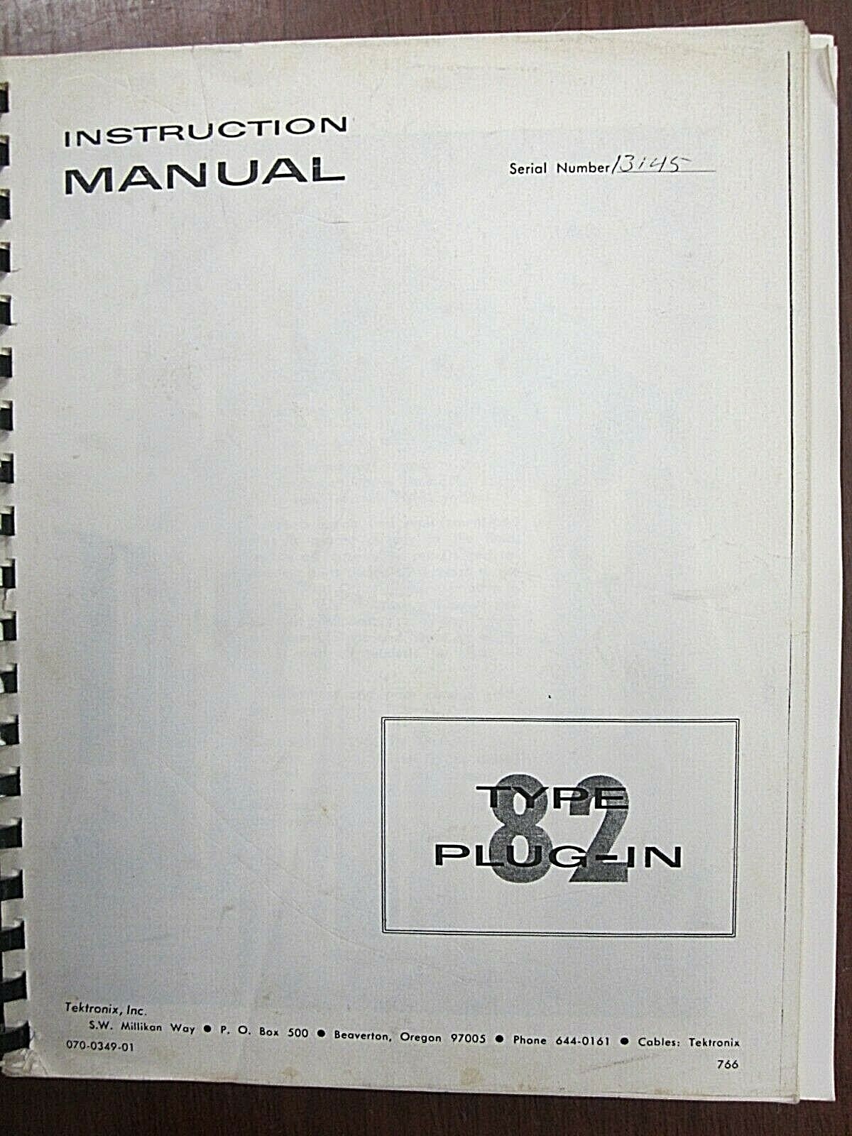 Tektronix 82 Type Plug-In Instruction Manual 070-0349-01