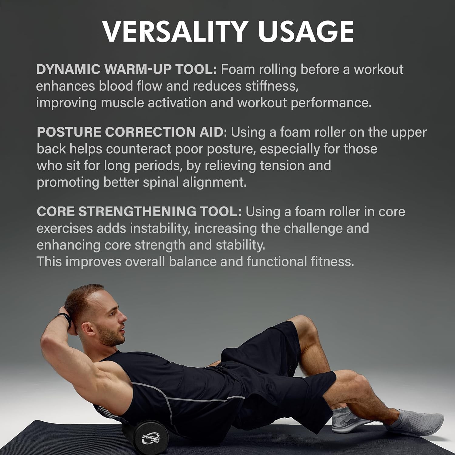 Invincible Fitn 17'' EPP Fo Roller for Deep Tissue Massa – Enhance
