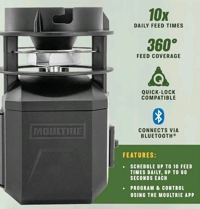 Moultrie Pro Hunter III Deer Feeder Kit Quicklock Adapter Bluetooth Connect
