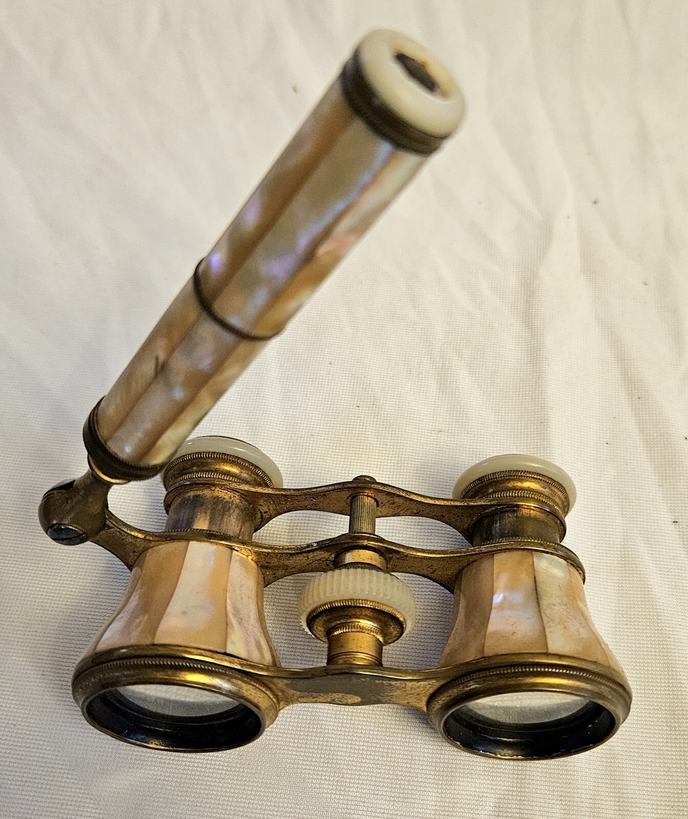Antique FRENCH BINOCULARS  Opera Glasses Fred Loeser Co Brooklyn Mother Of Pearl