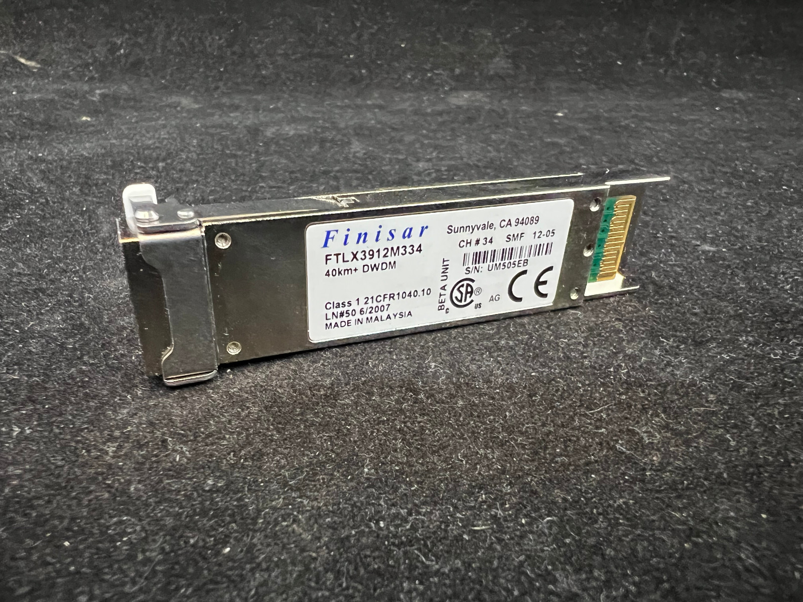 Finisar Original FTLX3912M334 XFP 10GBASE 1550.12nm Ch34 DWDM 40km Transceiver