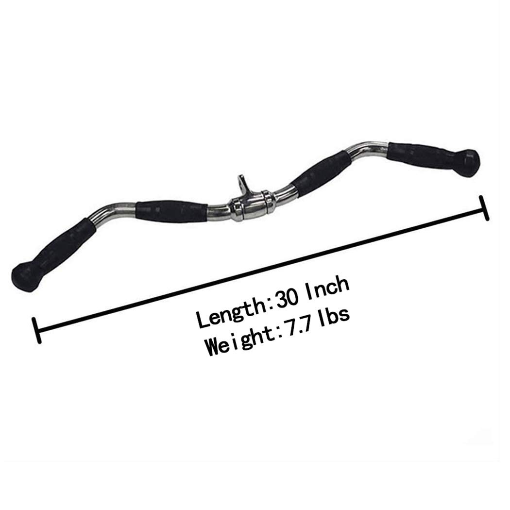 Lat Bar Cable Machine Attachment, Curl Pulldown Bar with Full Rotation and Ru...