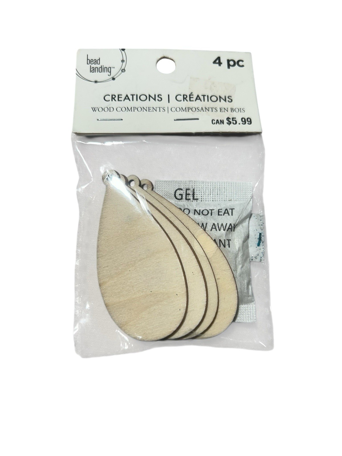 Bead Landing 8 Pkgs Wood Earring Craft Components Assorted Shapes (56 pc)