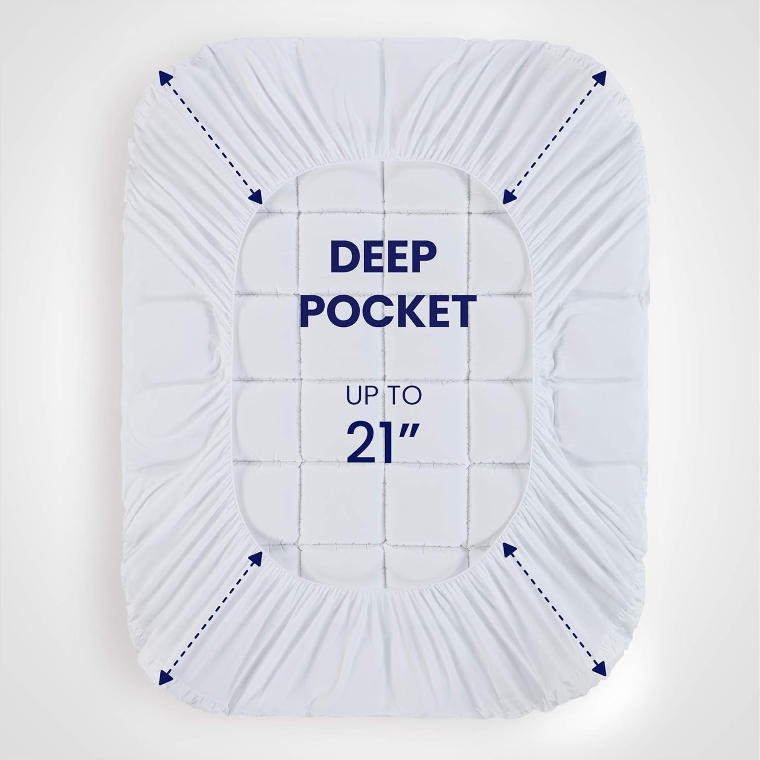 SLEEP ZONE King Cotton Mattress Topper, King, Gusseted Top - White