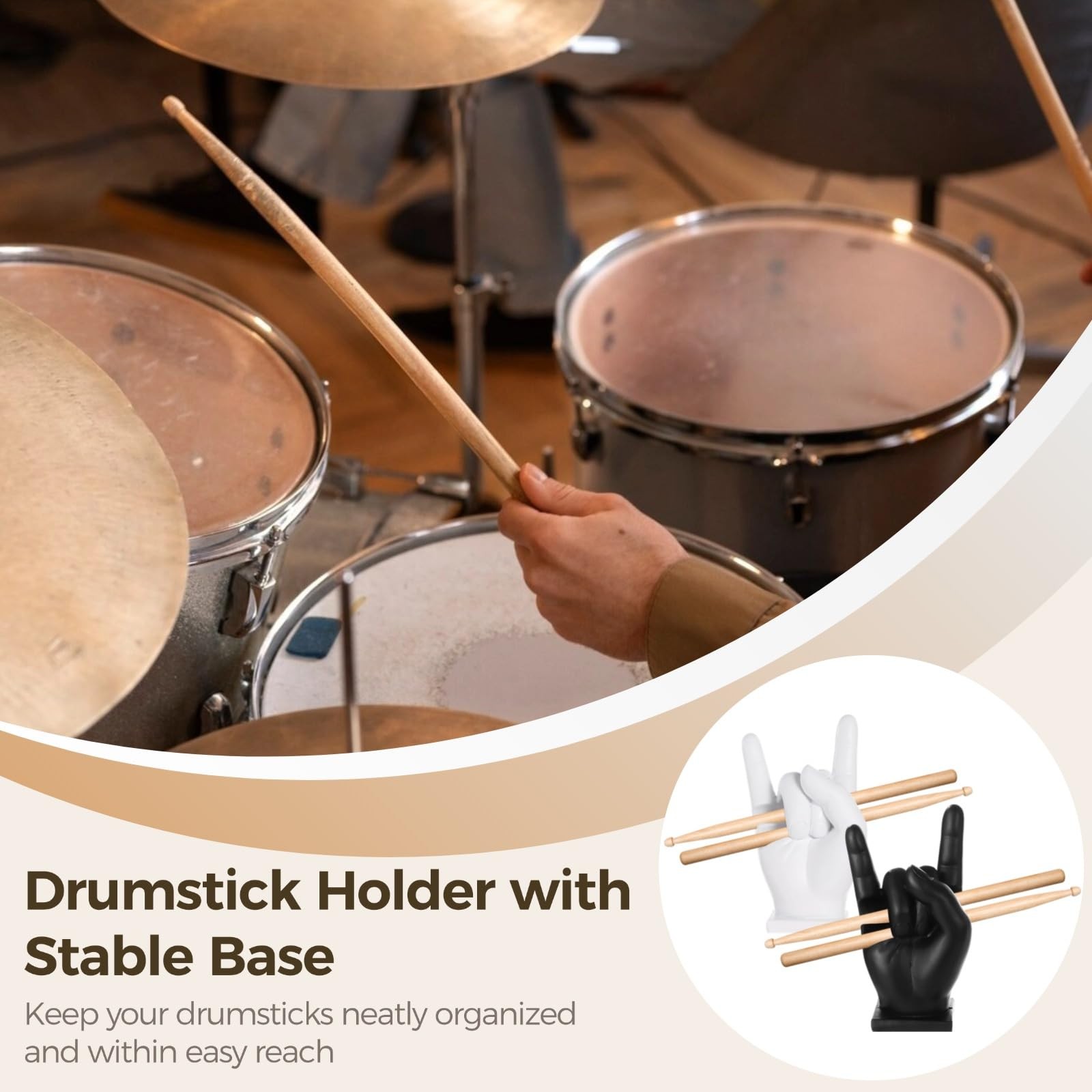 Rock Hand Drumstick Display Holder, Fun Gesture Shaped Drumstick Display Stan...