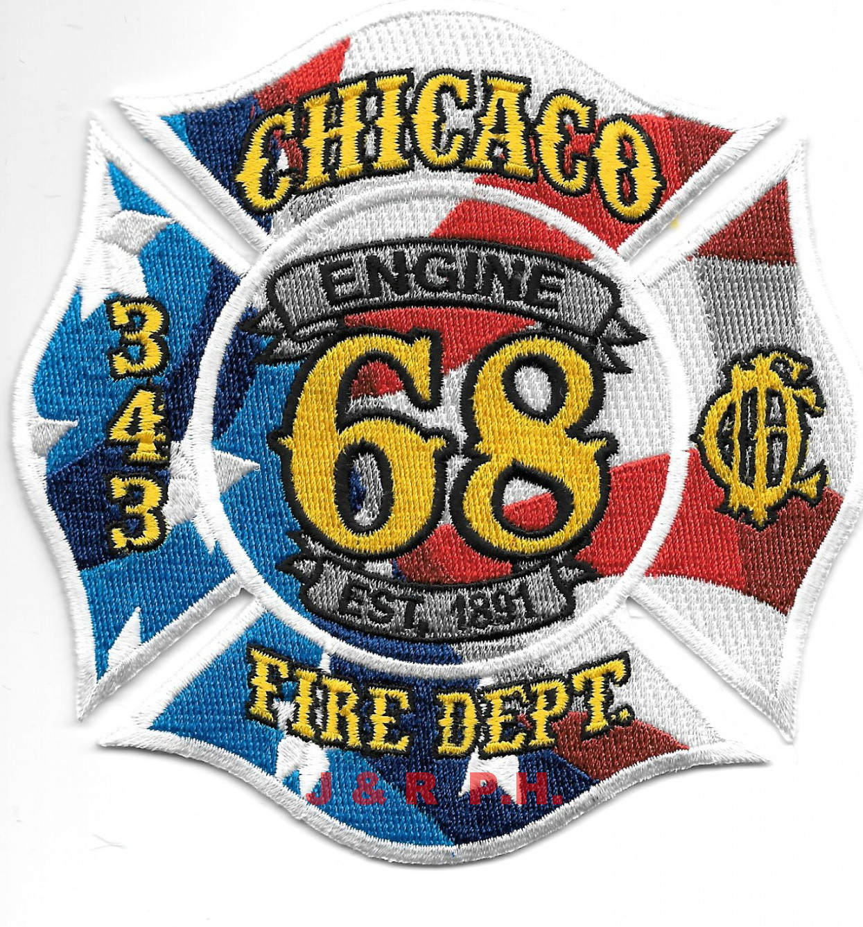 Chicago  Engine-68  "Est. 1891", Illinois  (4.5" x 4.5" size) fire patch