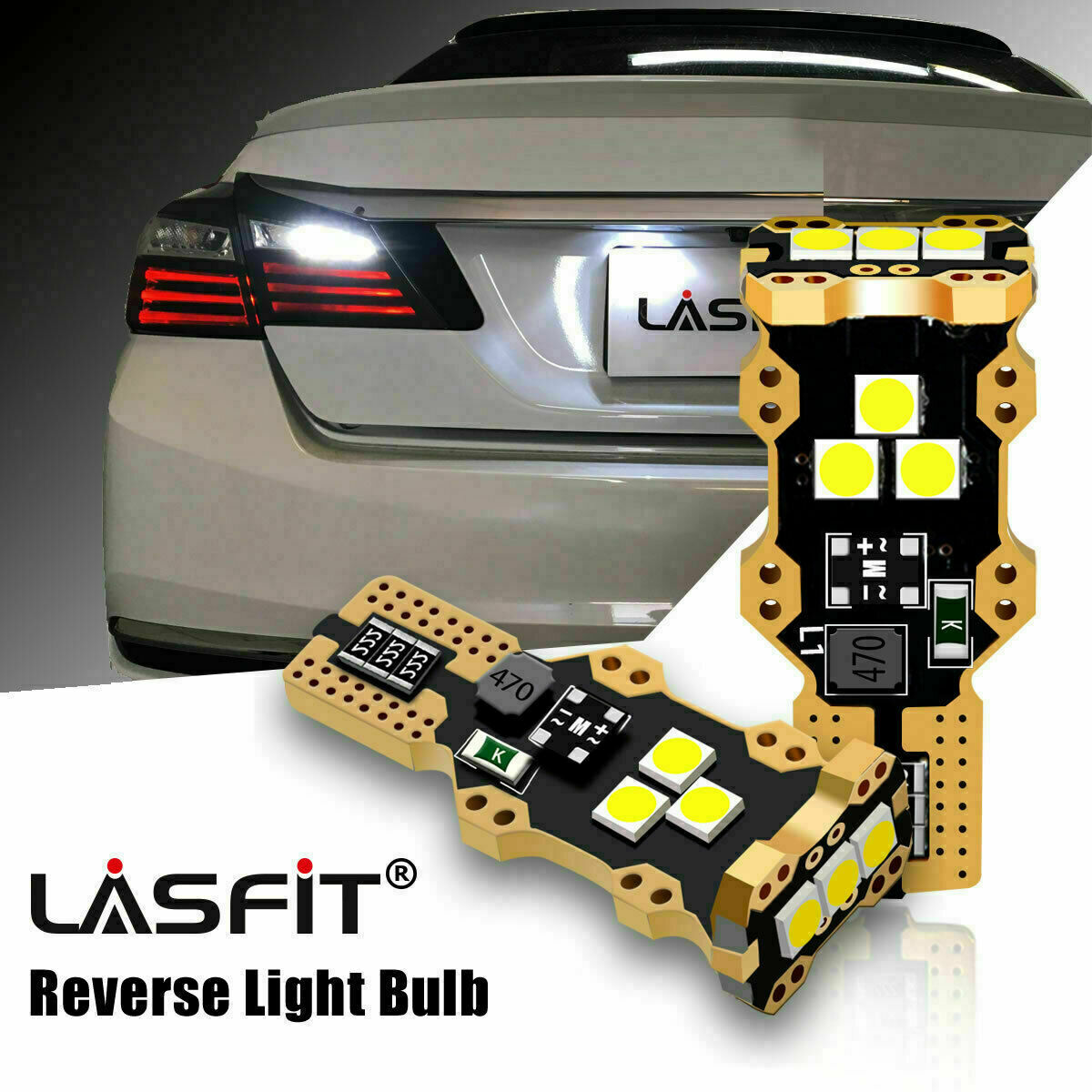 Lasfit CANBUS LED Backup Reverse Light Bulb 921 912 T15  W16W Lamps 6000K White