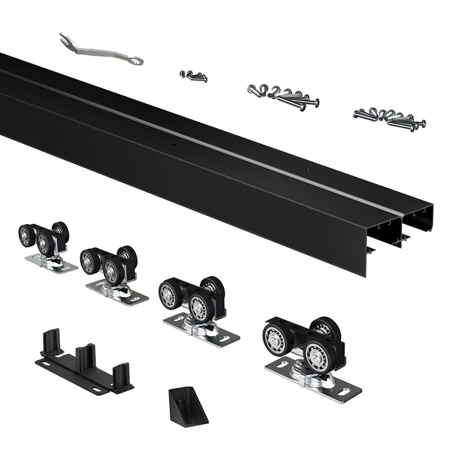 Heavy Duty Bypass Sliding Closet Door Track Hardware 60", Aluminium Pocket Do...
