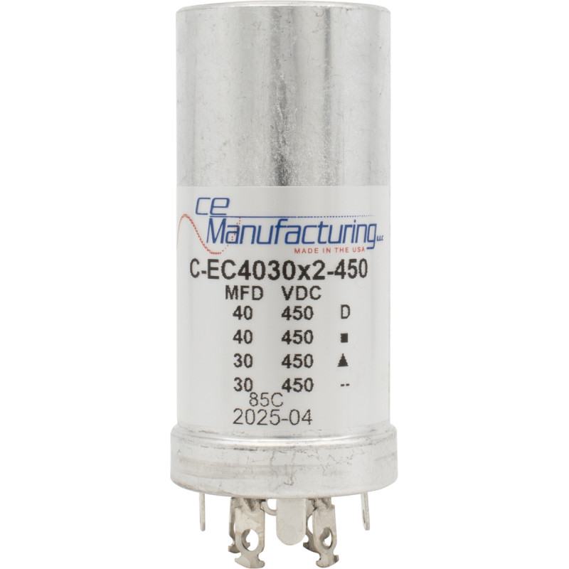 Capacitor, CE Mfg., 450V, 40/40/30/30µF, Electrolytic